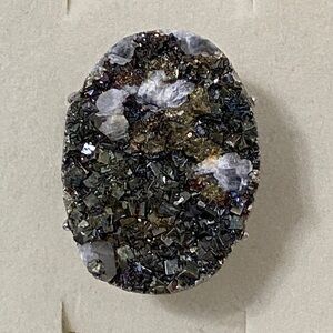 Sparkling Oval Druzy Ring pyrites